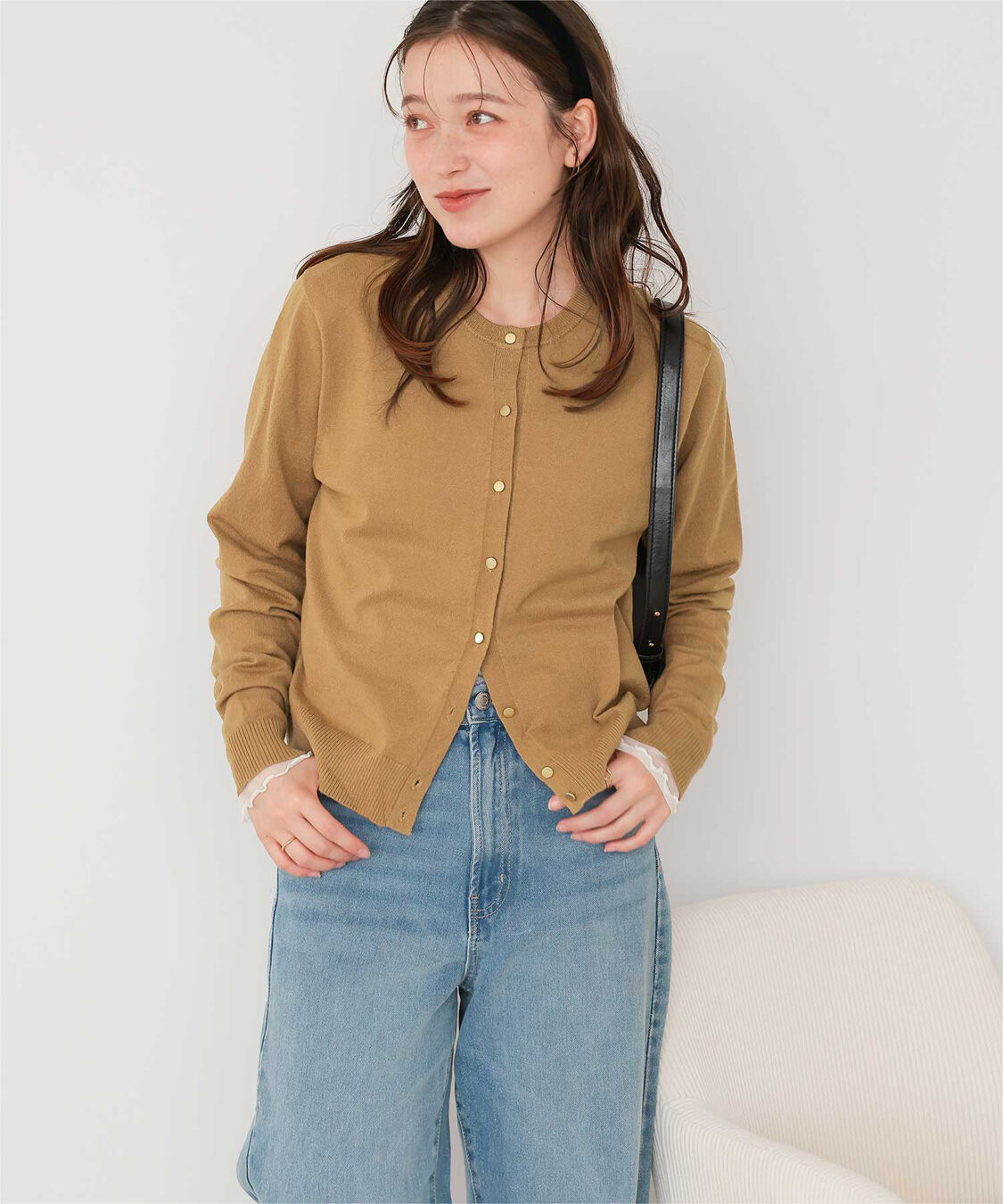 titivate「なめらか手触りカシミヤタッチニットカーディガン」|ニット・セーター|キャメル