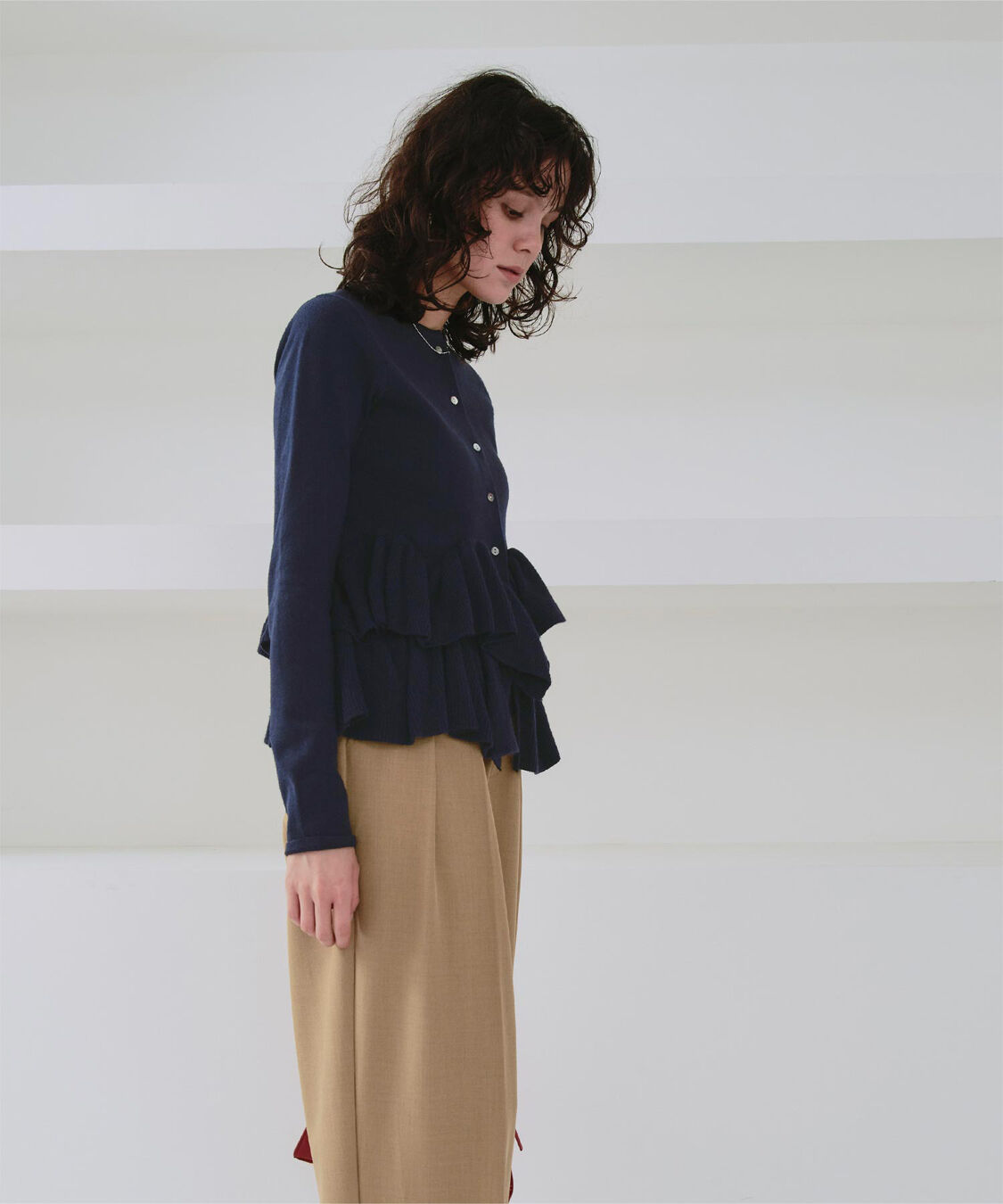 titivate「フリルヘムニットカーディガン」|ニット・セーター|