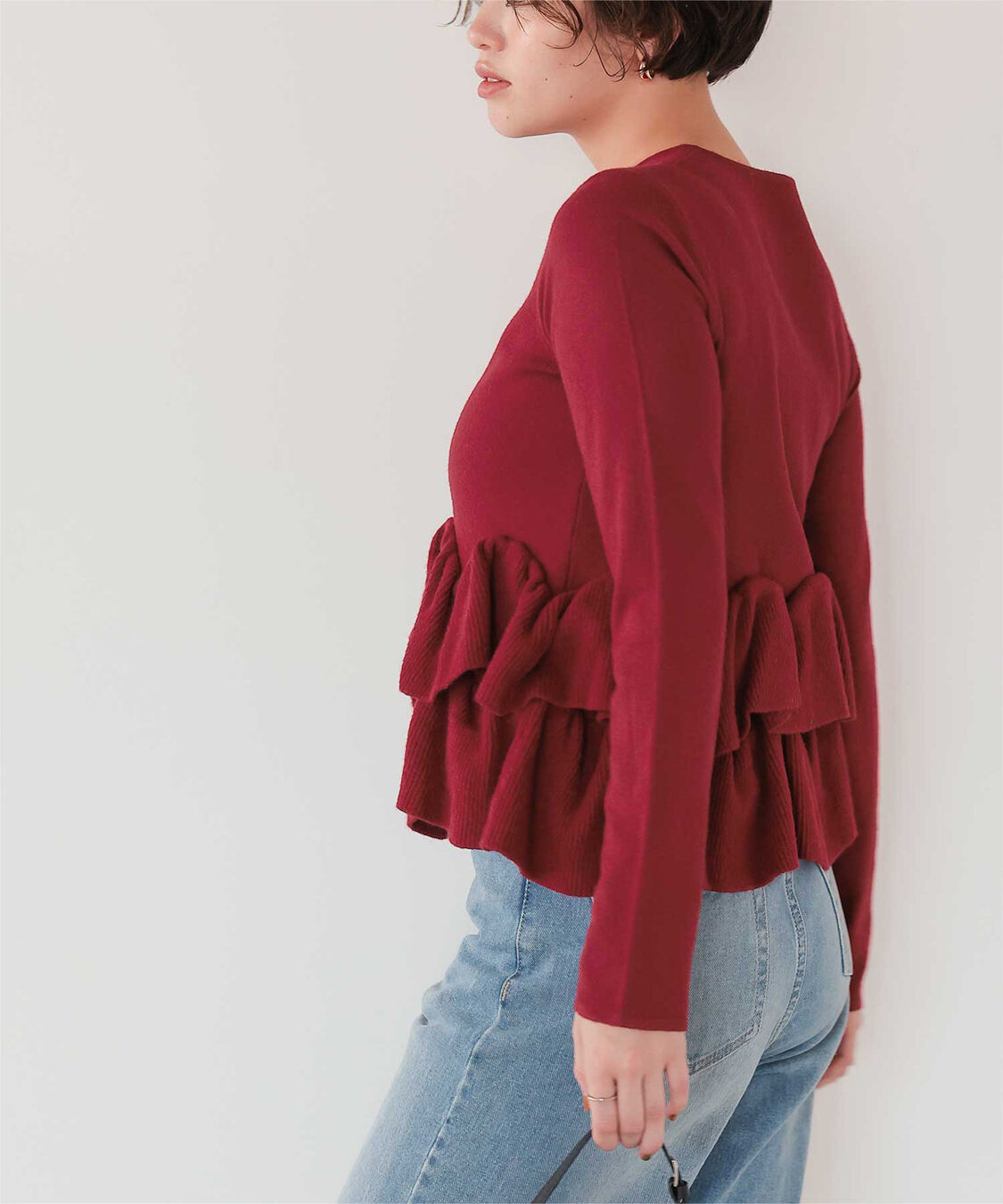 titivate「フリルヘムニットカーディガン」|ニット・セーター|