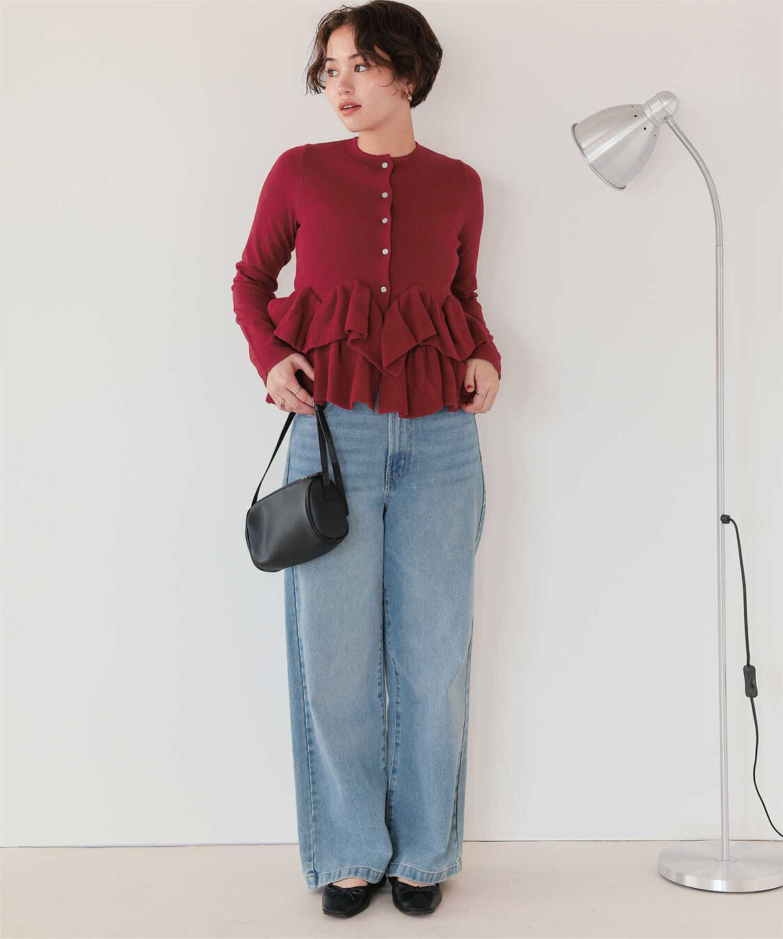 titivate「フリルヘムニットカーディガン」|ニット・セーター|