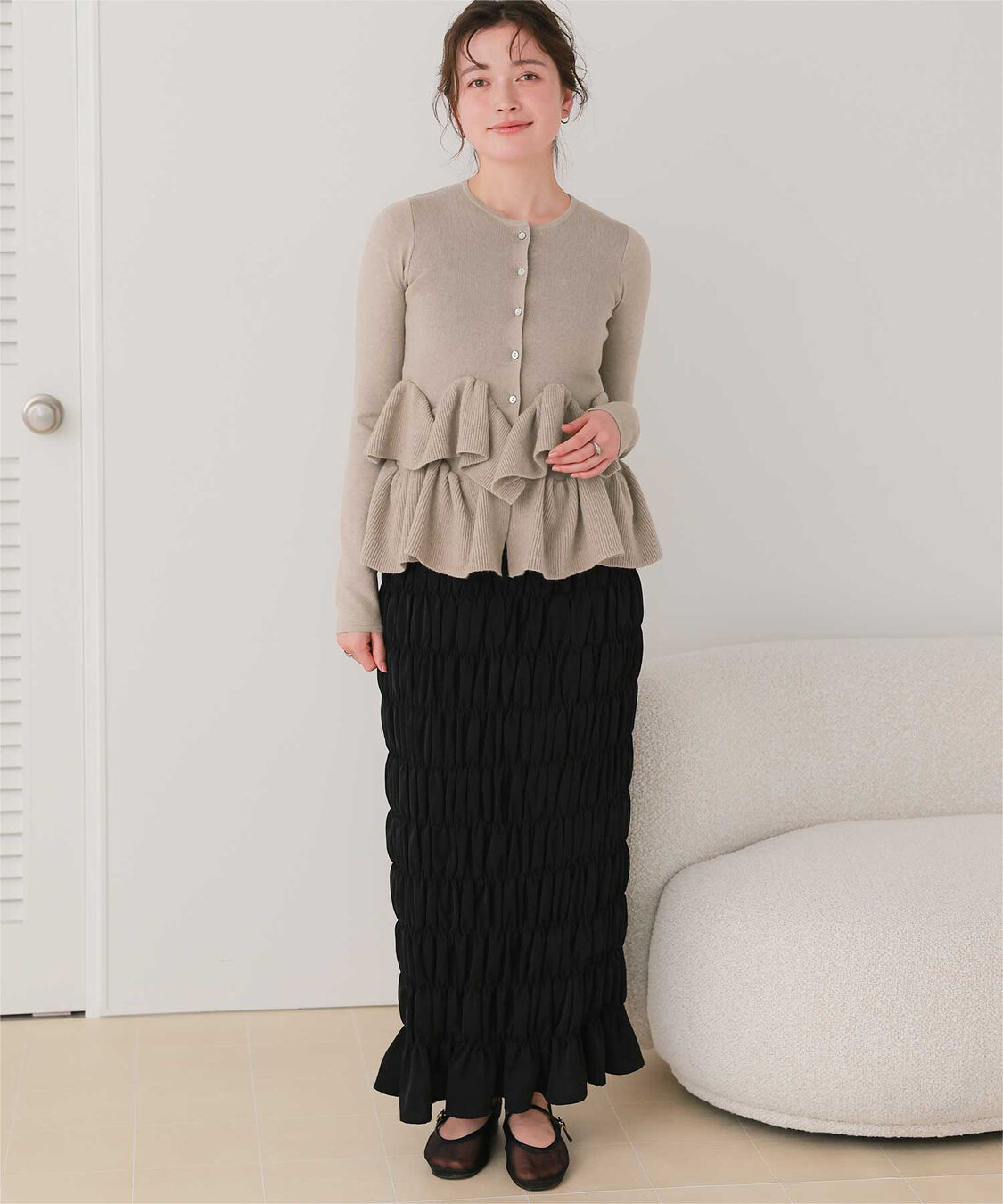 titivate「フリルヘムニットカーディガン」|ニット・セーター|