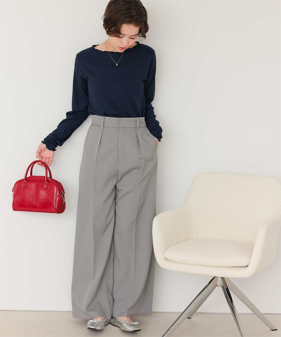 titivate「リブカットソーメローデザイントップス」|Tシャツ・カットソー|