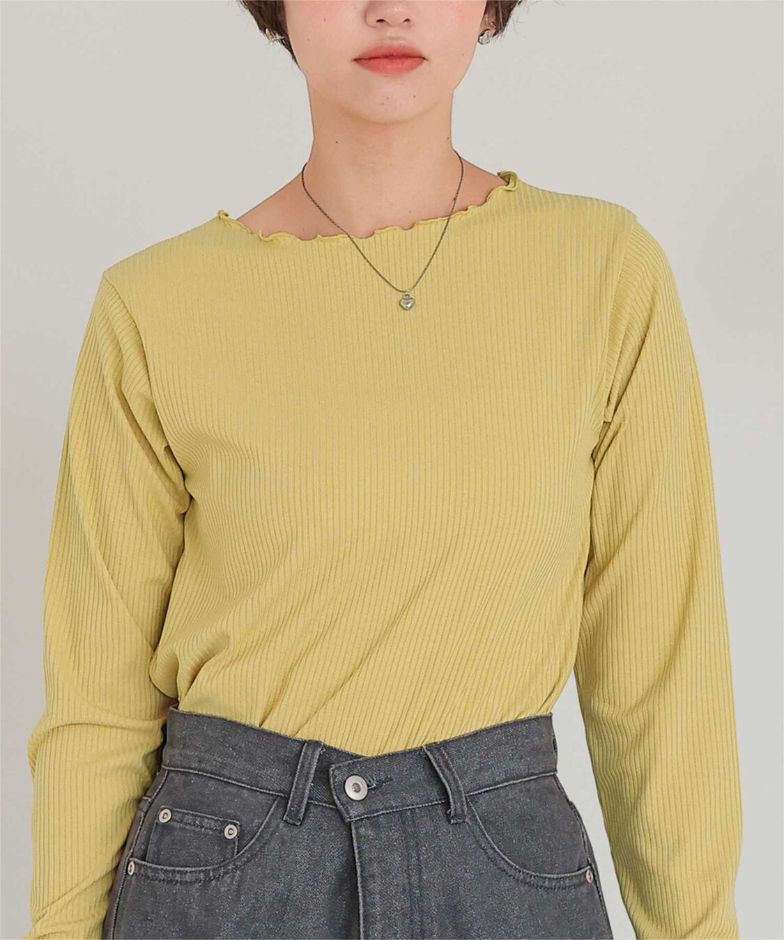 titivate「リブカットソーメローデザイントップス」|Tシャツ・カットソー|イエロー