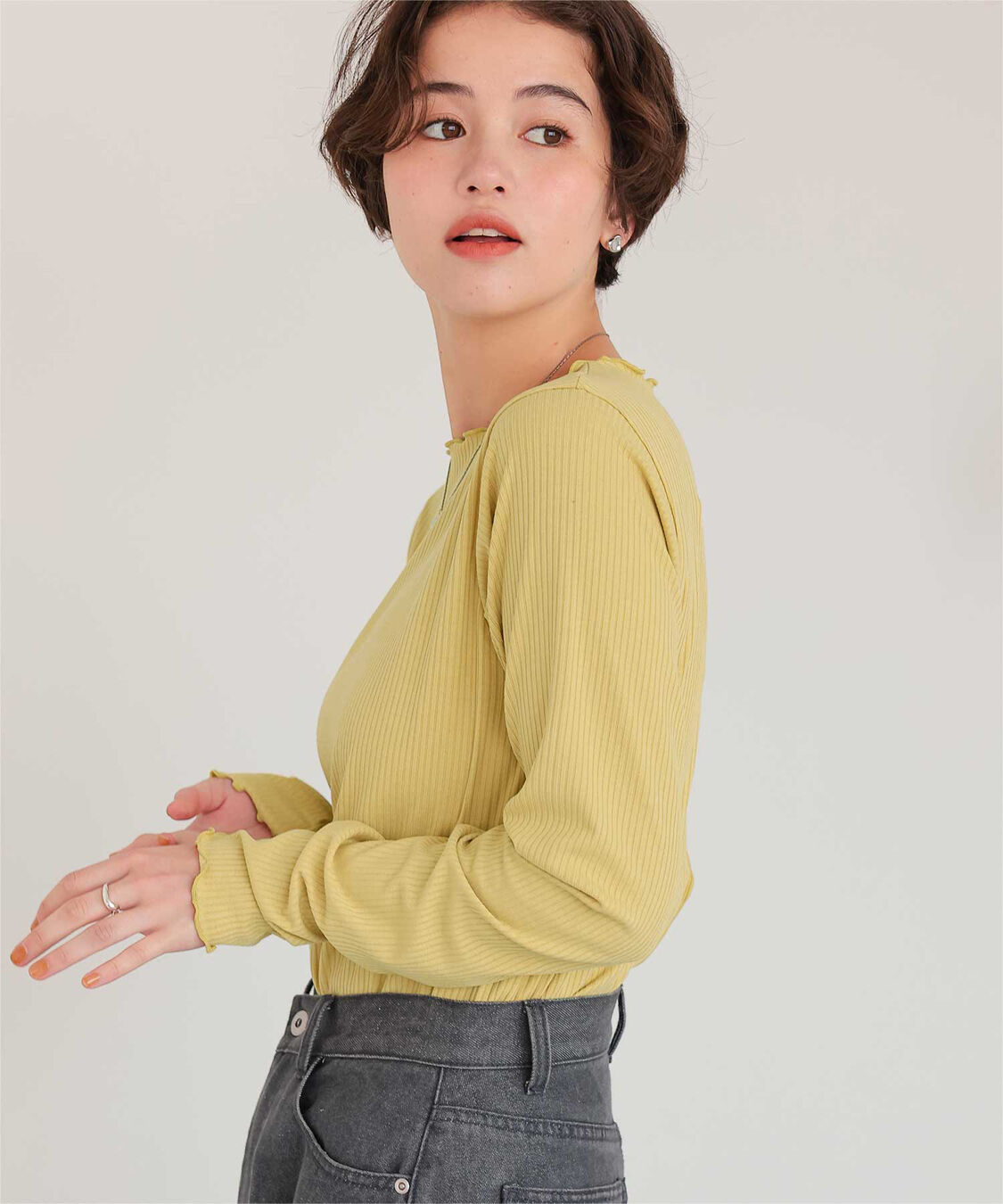 titivate「リブカットソーメローデザイントップス」|Tシャツ・カットソー|