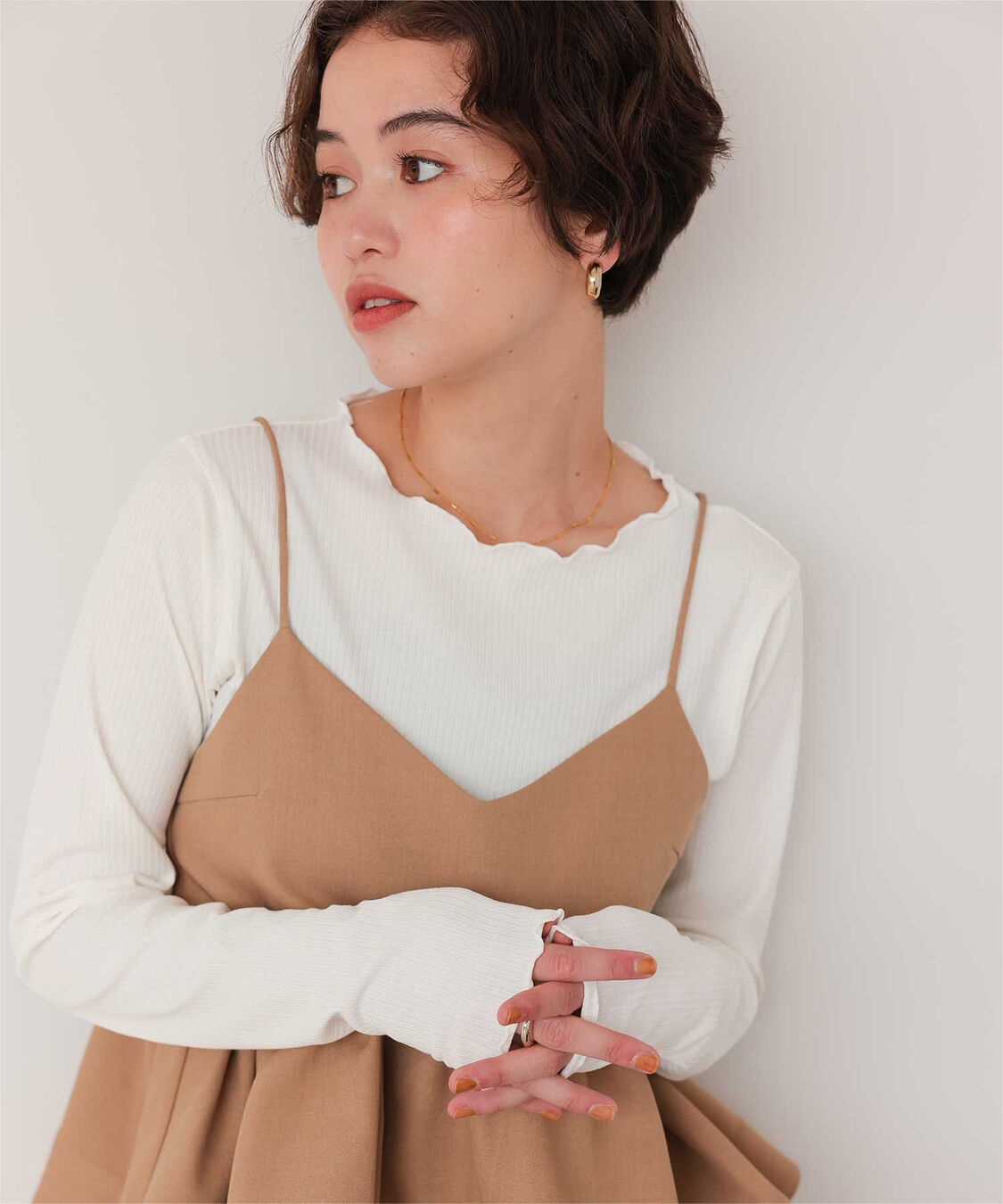 titivate「リブカットソーメローデザイントップス」|Tシャツ・カットソー|オフホワイト