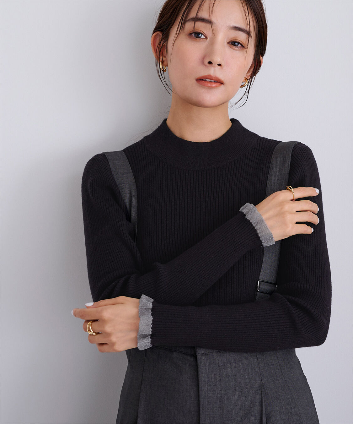ur's「シアースリーブプチハイネックリブニット」|ニット・セーター|ブラック