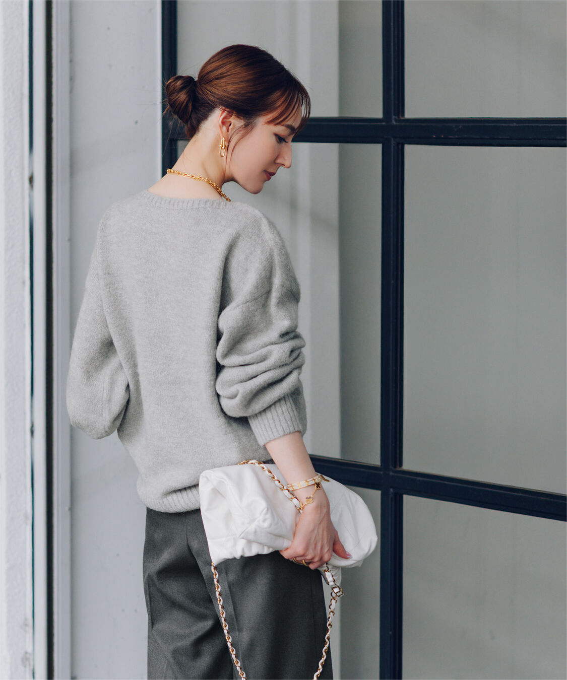 ur's「【星玲奈さんコラボアイテム】ヤクライクボートネックボリュームスリーブニット」|ニット・セーター|