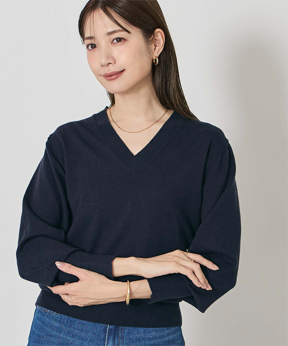 ur's「もちもちVネックニット」|ニット・セーター|ネイビー