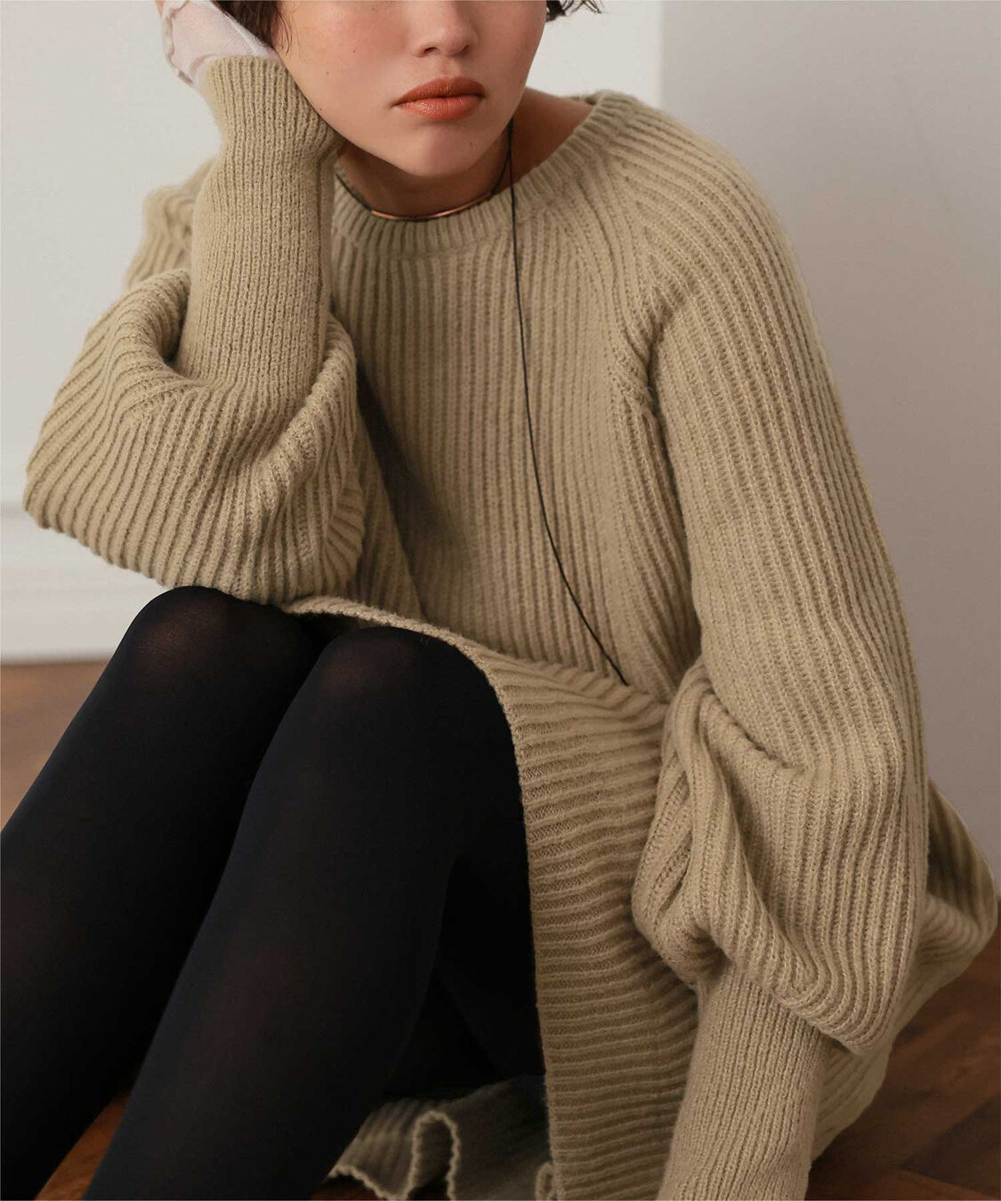 titivate「ボリュームスリーブニットミニワンピース」|ワンピース|