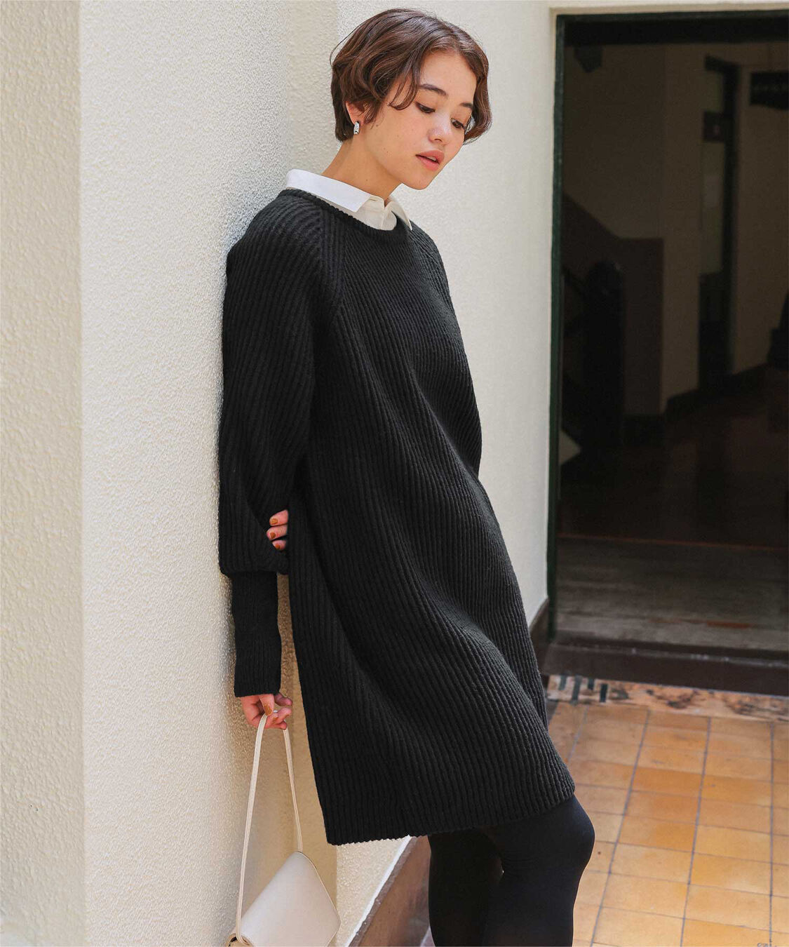 titivate「ボリュームスリーブニットミニワンピース」|ワンピース|