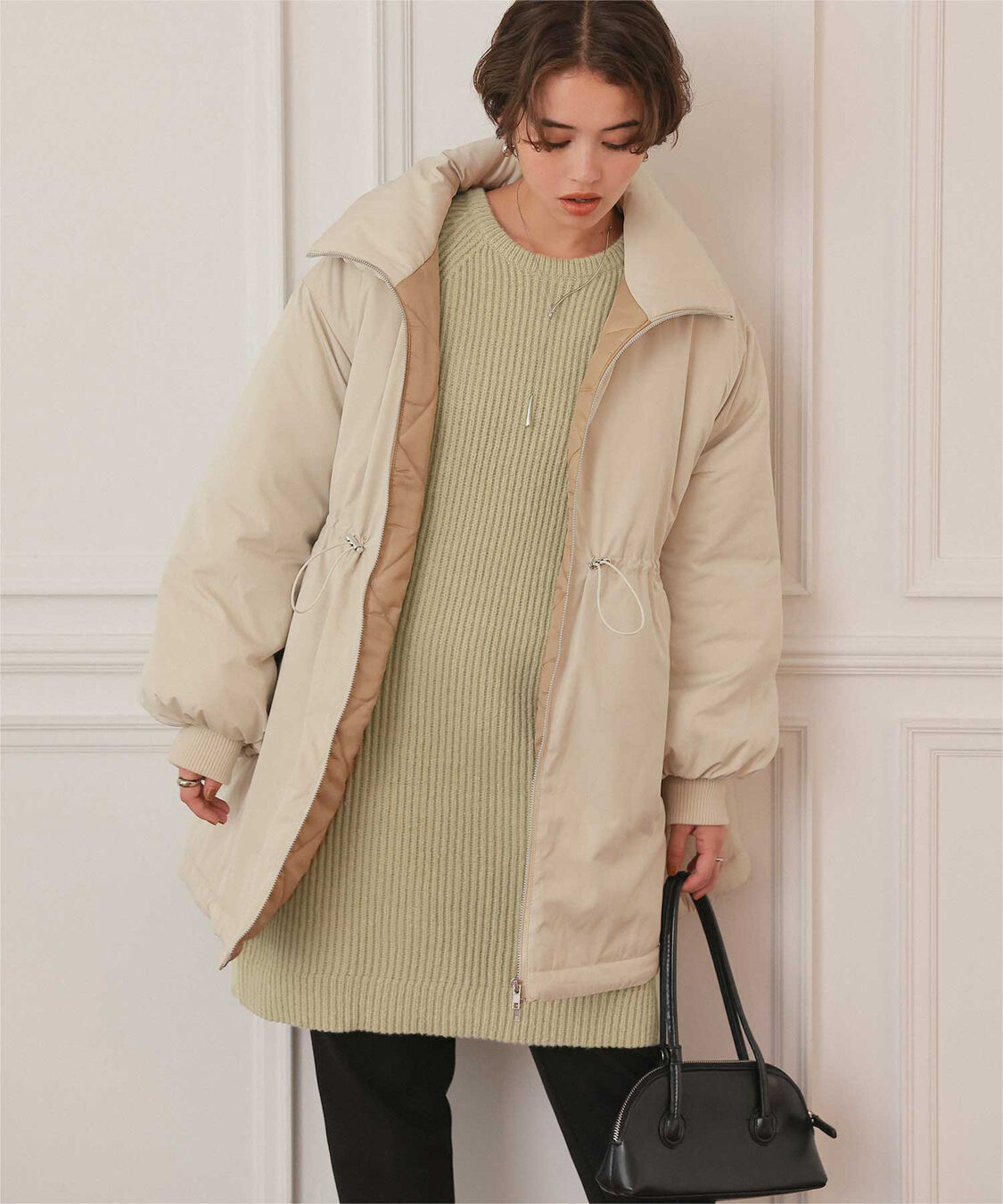 titivate「ボリュームスリーブニットミニワンピース」|ワンピース|