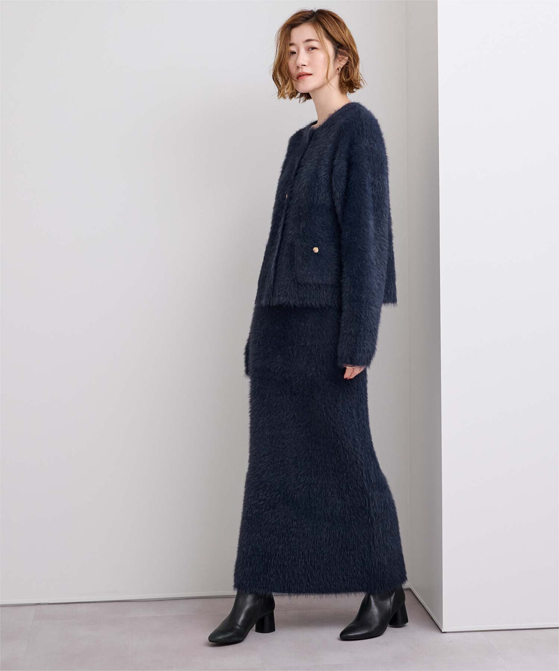 ur's「ゴールド釦シャギーニットカーディガン」|カーディガン|