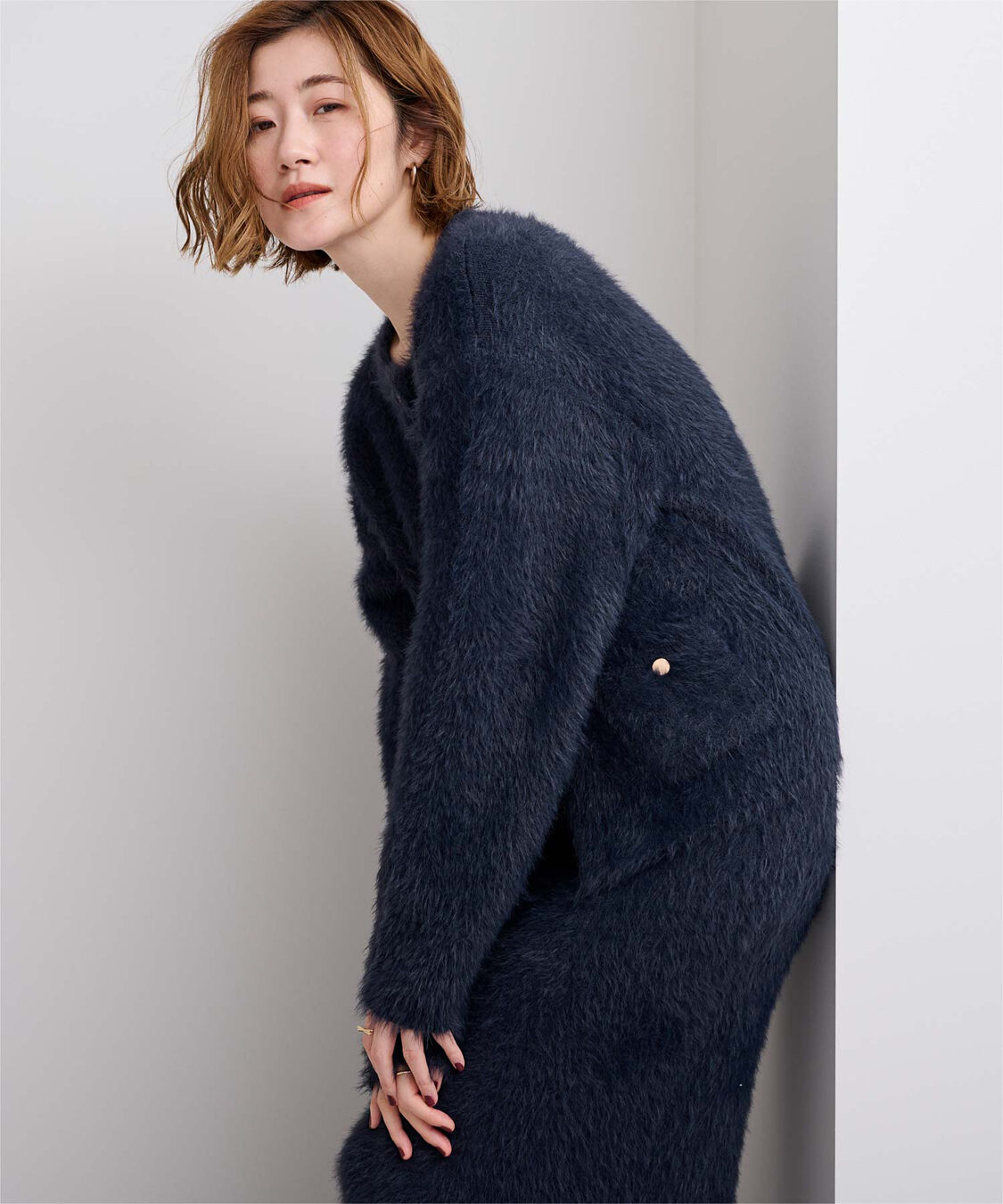 ur's「ゴールド釦シャギーニットカーディガン」|カーディガン|