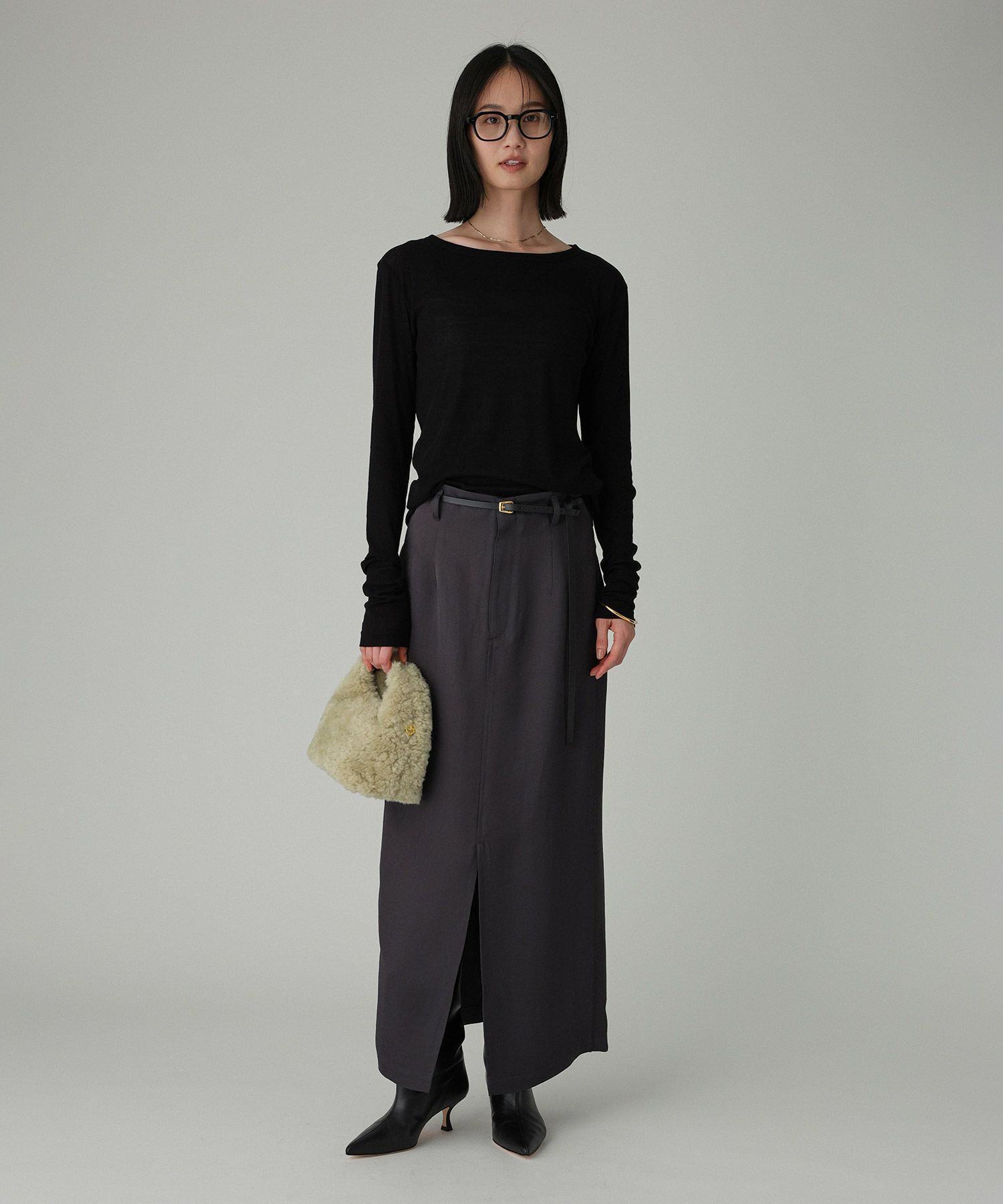 BABYLONE「アセテートメローIラインスカート」|スカート|