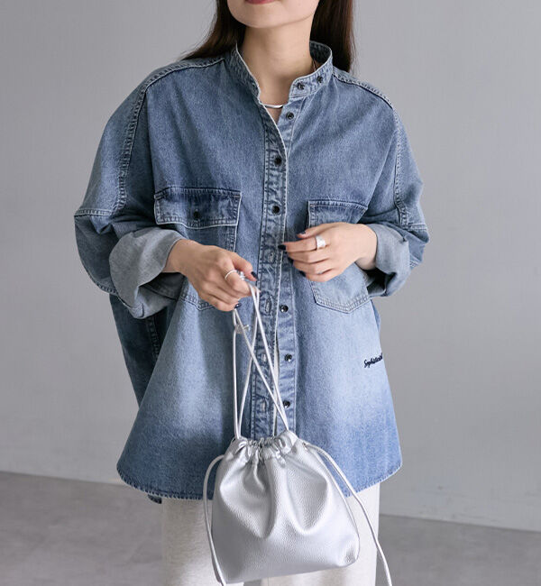  「【ベストセラー/名品】ヴィンテージライクデニムバンドカラーシャツ」|シャツ・ブラウス|