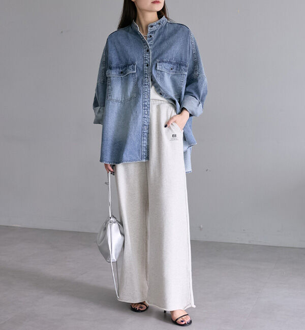  「【ベストセラー/名品】ヴィンテージライクデニムバンドカラーシャツ」|シャツ・ブラウス|