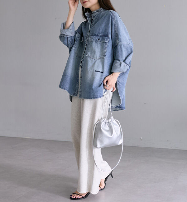  「【ベストセラー/名品】ヴィンテージライクデニムバンドカラーシャツ」|シャツ・ブラウス|