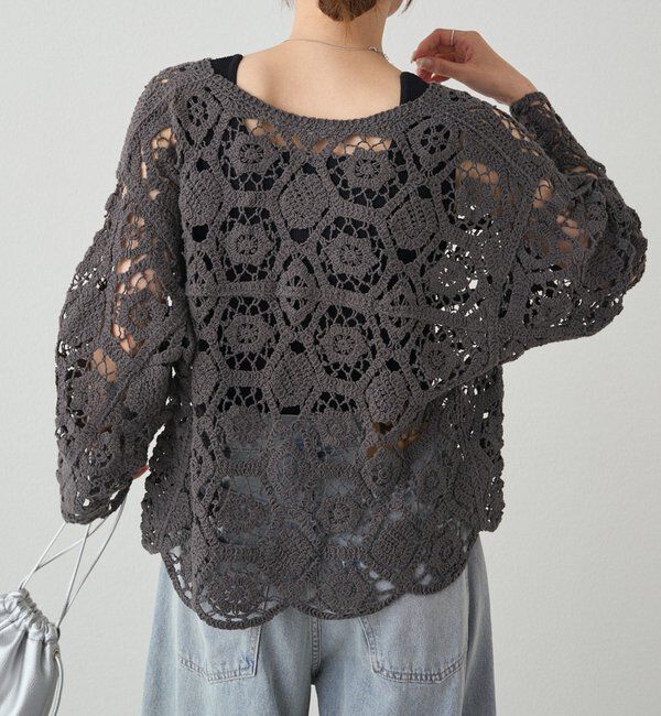  「【25AW】カギ針編み風カーディガン」|カーディガン|