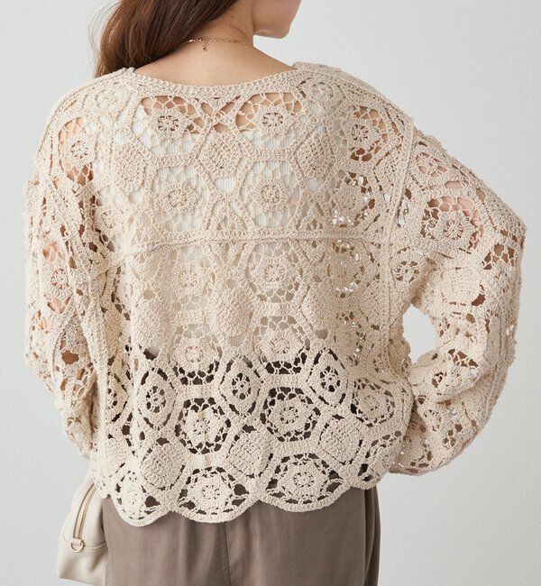  「【25AW】カギ針編み風カーディガン」|カーディガン|