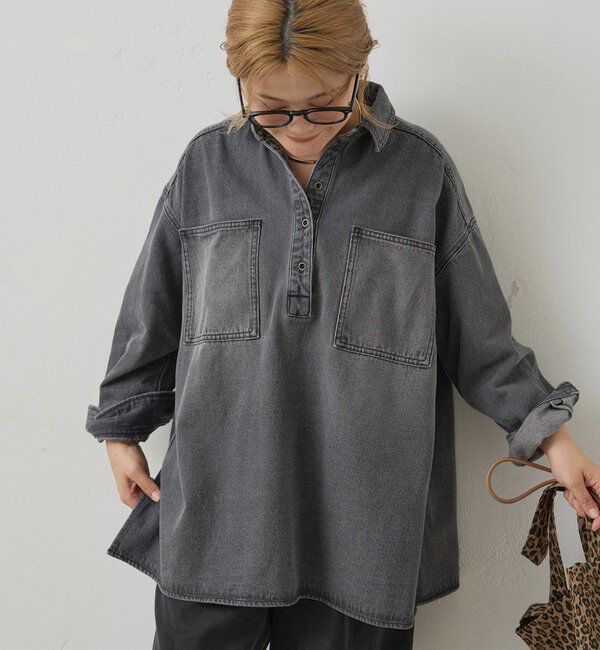  「【＠noricorico102企画】ヴィンテージライクデニムチュニックシャツ」|シャツ・ブラウス|