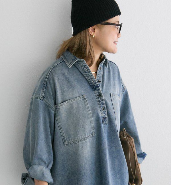 「【＠noricorico102企画】ヴィンテージライクデニムチュニックシャツ」|シャツ・ブラウス|
