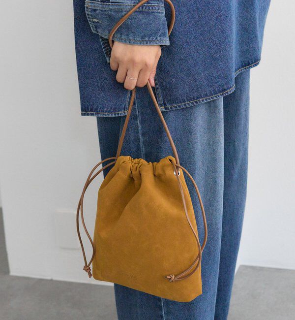  「【＠noricorico102企画】スウェード巾着バッグ」|ショルダー・メッセンジャー|キャメル