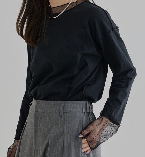  「【リバイバル】ドットチュールドッキングレイヤードカットソー」|プルオーバー|ブラック