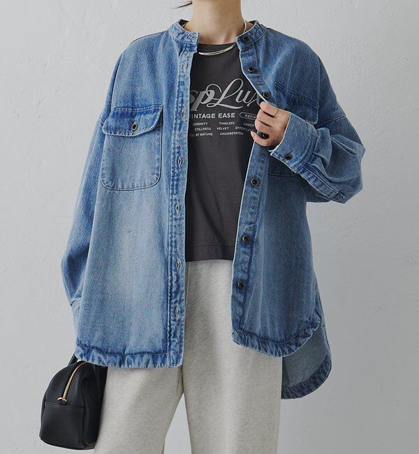  「コーンデニムバンドカラーデニムジャケット」|テーラードジャケット|