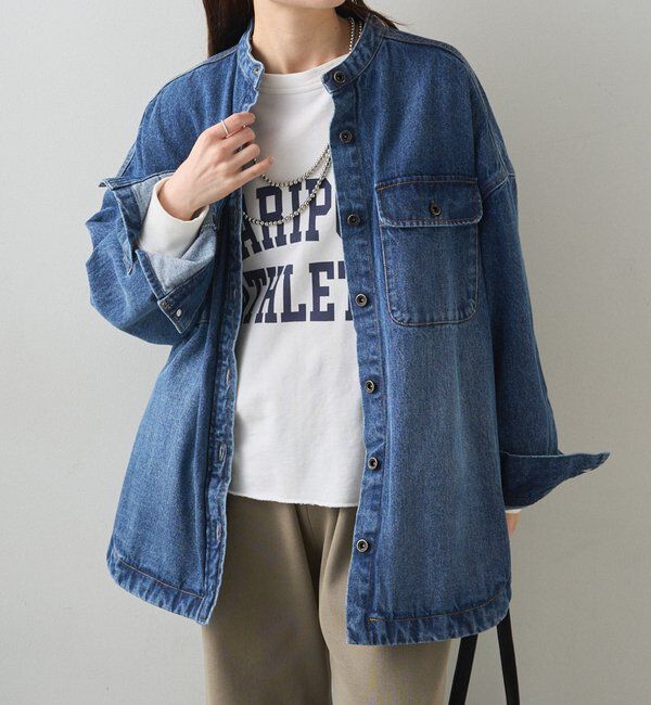  「コーンデニムバンドカラーデニムジャケット」|テーラードジャケット|