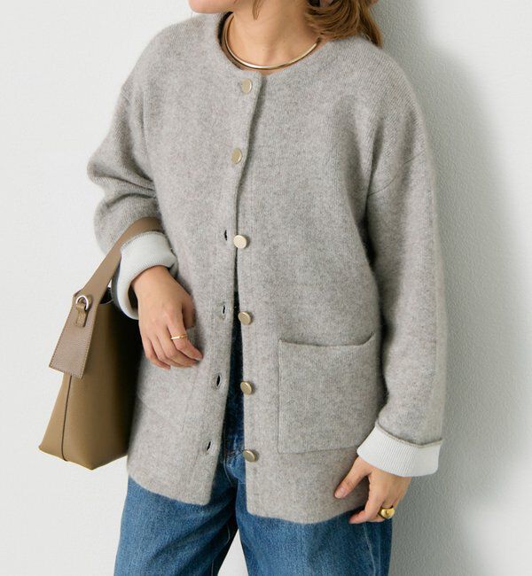  「Wフェイスニットノーカラーハーフコート」|その他|