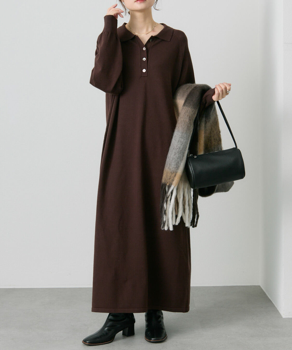  「ニットポロワンピース」|ワンピース|