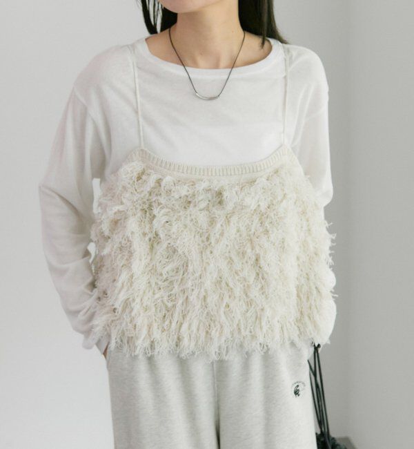  「フリンジジャガードニット細紐ビスチェ」|ニット・セーター|