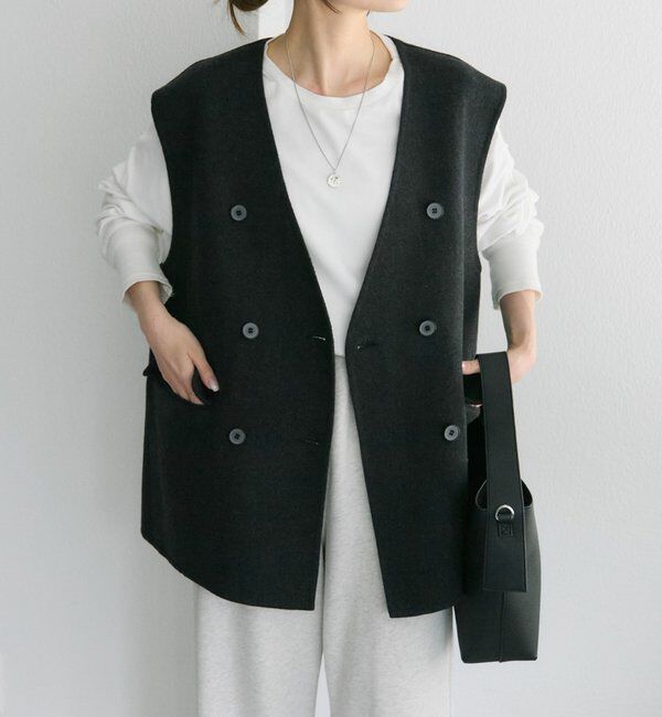  「ハンドメイド風ウール混ジレベスト」|ダウンベスト・ベスト|