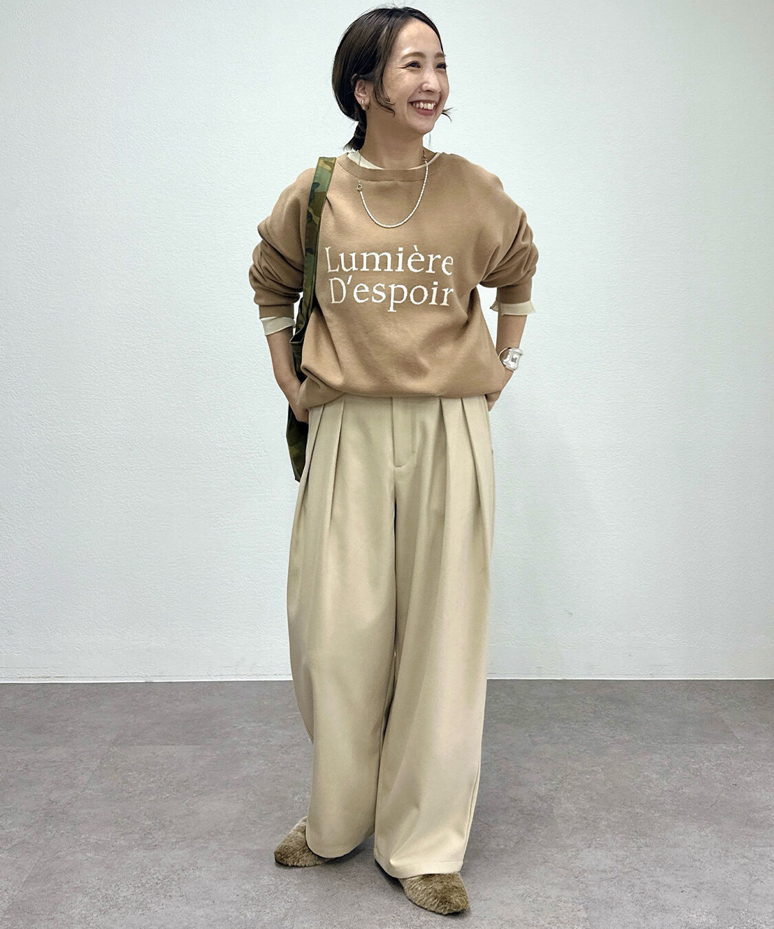  「【＠sein___000企画】ジャガードロゴ2WAYニットプルオーバー」|キャミソール|ベージュ