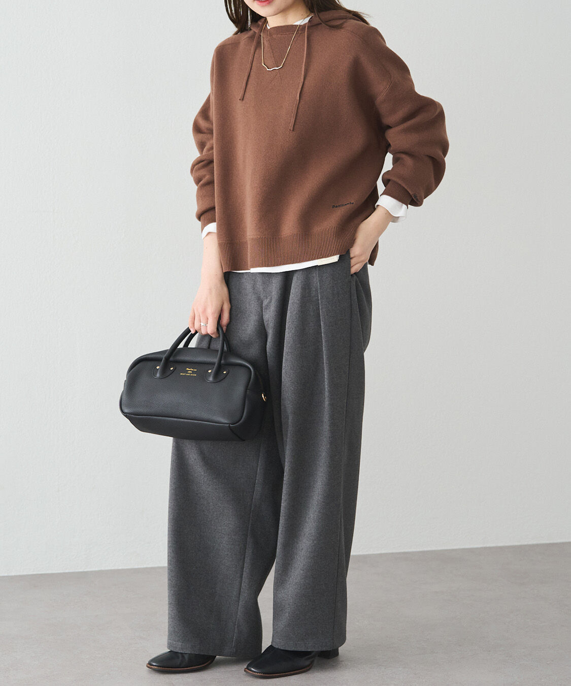  「スウェットライクダブルジャガードニットパーカー」|キャミソール|