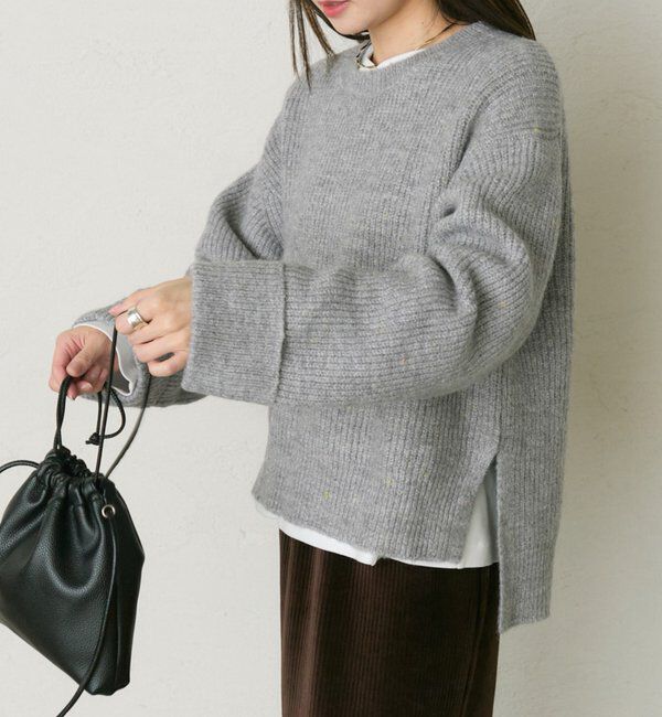  「ネップクルーネックニットプルオーバー」|キャミソール|