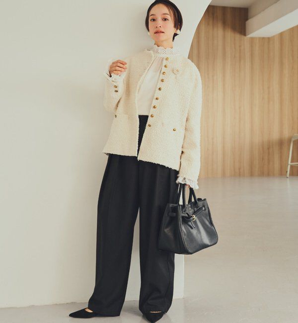  「【SMLサイズ展開】【セットアップ対応】TRツータックスラックスパンツ」|その他|ブラック