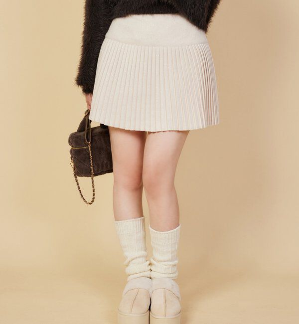  「細プリーツラメ混スカート」|スカート|