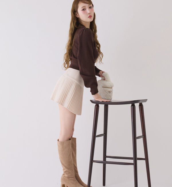  「【リボン取り外し可能】ポインテッドストレッチブーツ」|その他|