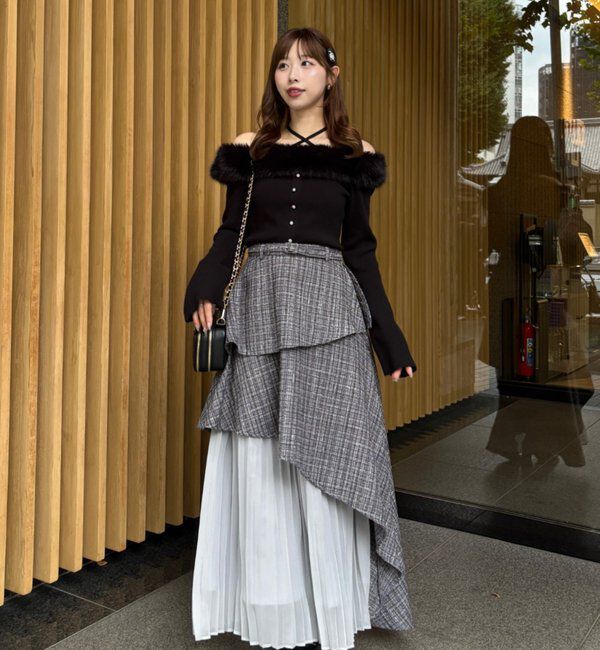  「【LouLoumei】異素材ミックスツイードセットアップ」|ワンピース|