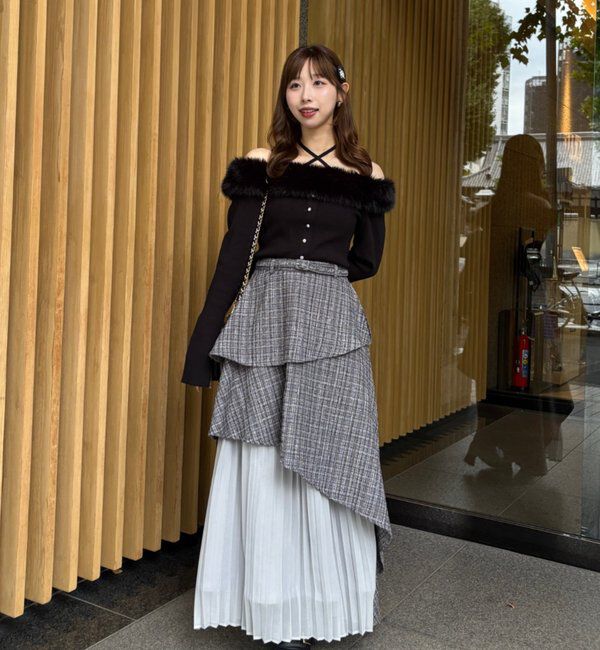  「【LouLoumei】異素材ミックスツイードセットアップ」|ワンピース|