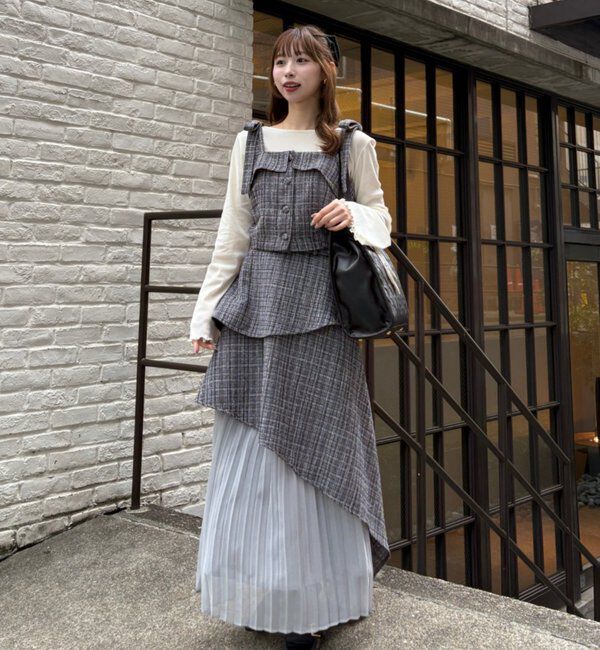  「【LouLoumei】異素材ミックスツイードセットアップ」|ワンピース|