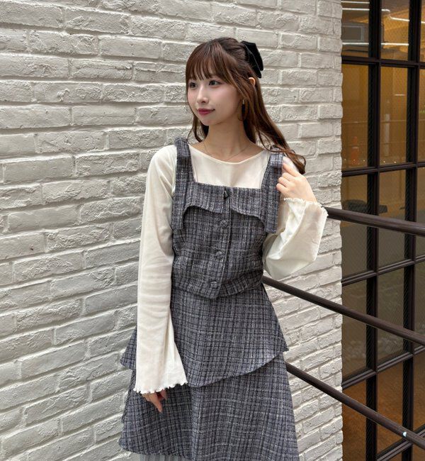  「【LouLoumei】異素材ミックスツイードセットアップ」|ワンピース|