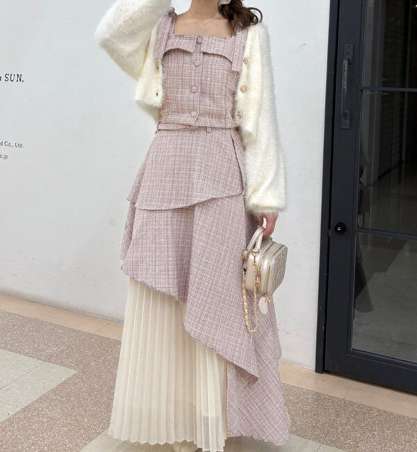  「【LouLoumei】異素材ミックスツイードセットアップ」|ワンピース|