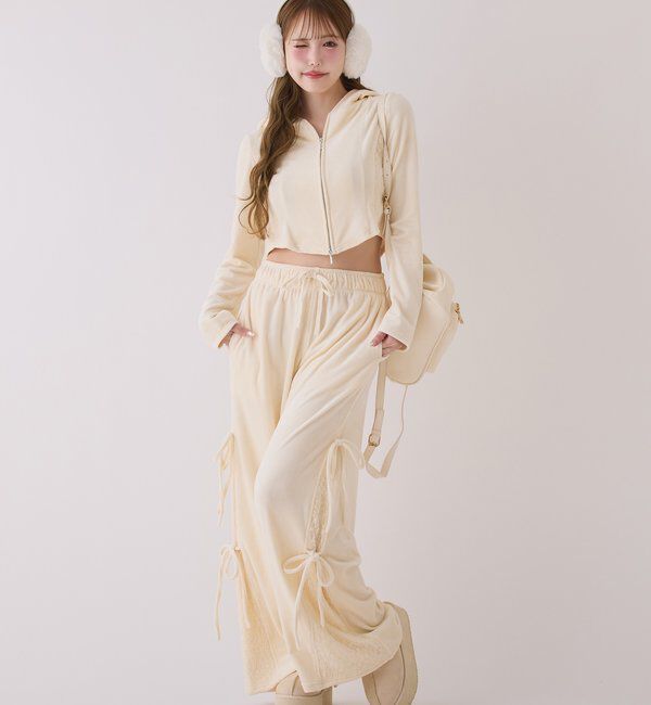  「【セットアップ対応】サイドレースベロアリボンパンツ」|その他|