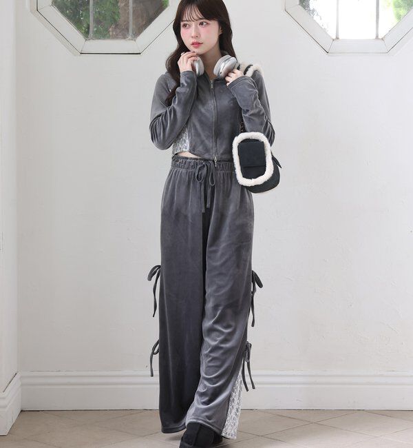  「【セットアップ対応】サイドレースベロアリボンパンツ」|その他|