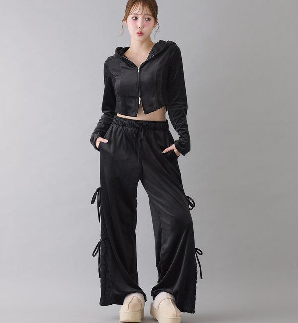  「【セットアップ対応】サイドレースベロアリボンパンツ」|その他|