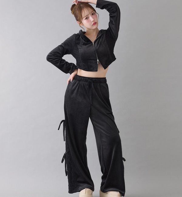  「【セットアップ対応】サイドレースベロアリボンパンツ」|その他|