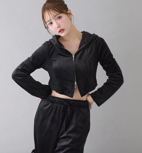  「【セットアップ対応】サイドレースベロアリボンパンツ」|その他|