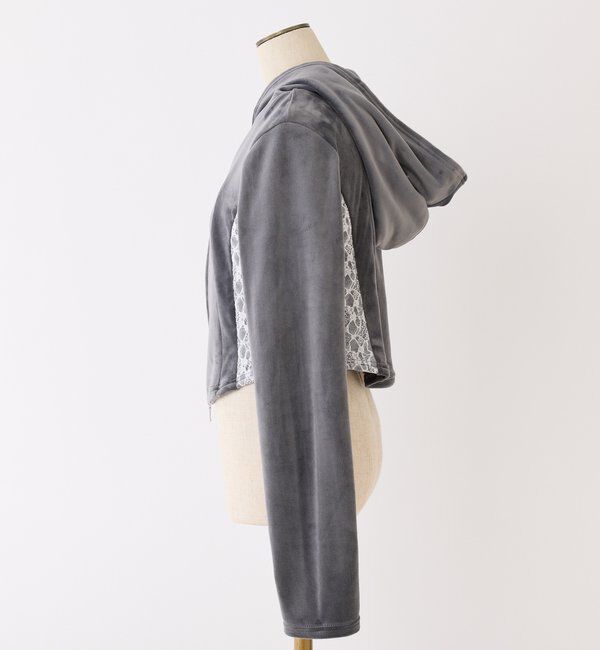  「【セットアップ可能】サイドレースベロアパーカー」|プルオーバー|